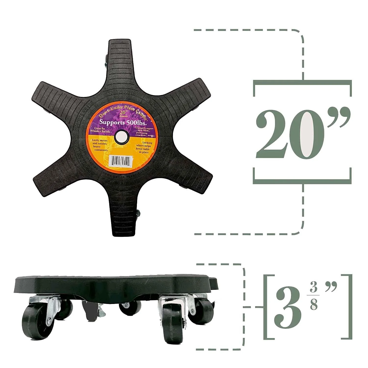 Black Plant Caddie - 20" - Image 3