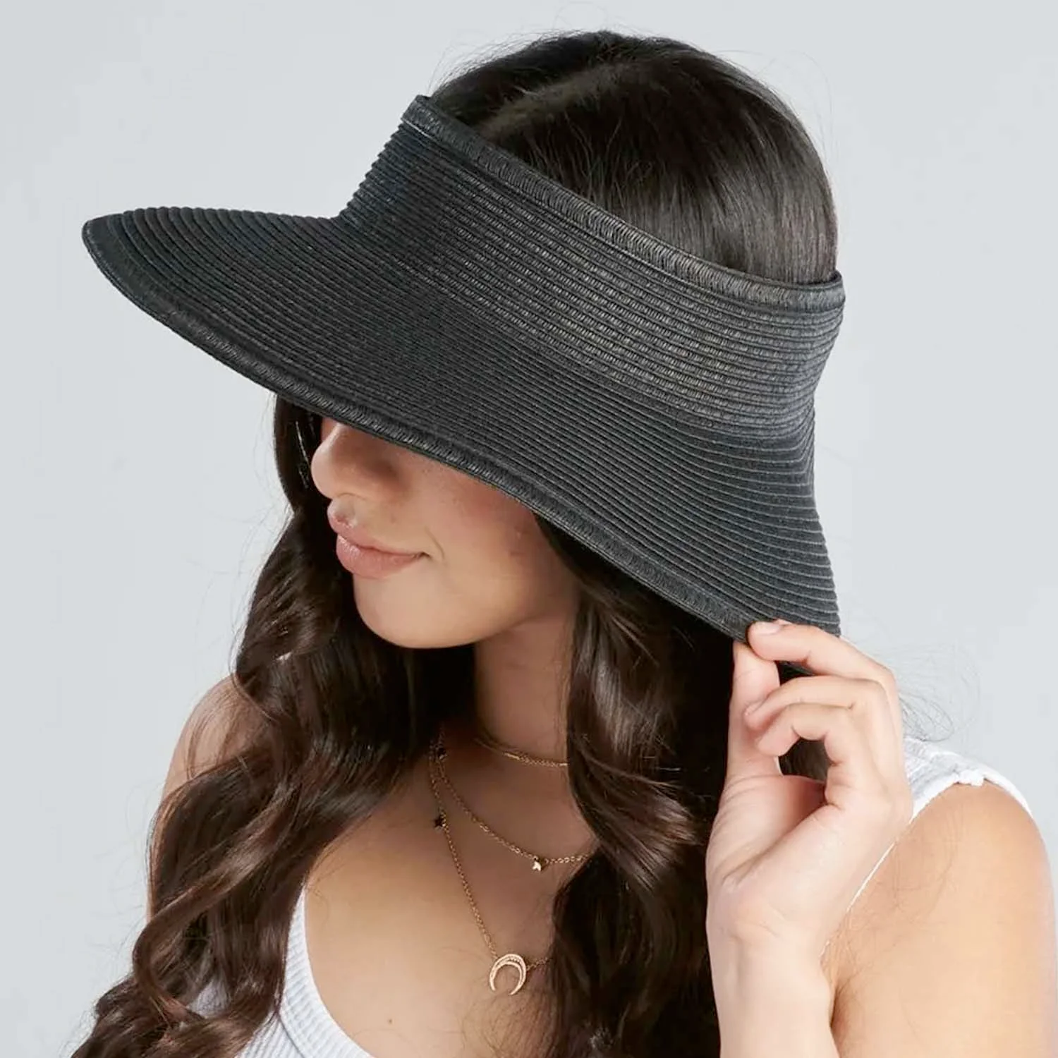 Black Large Brim Sun Hat - Women's - Image 3