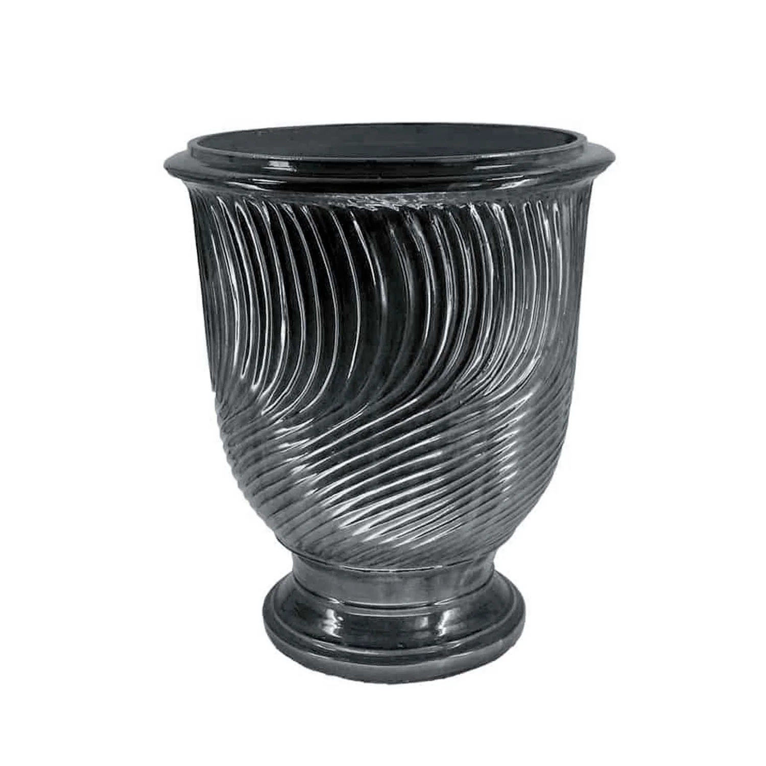 Traditional French Glazed Anduze Vase Blue Stripe - #2