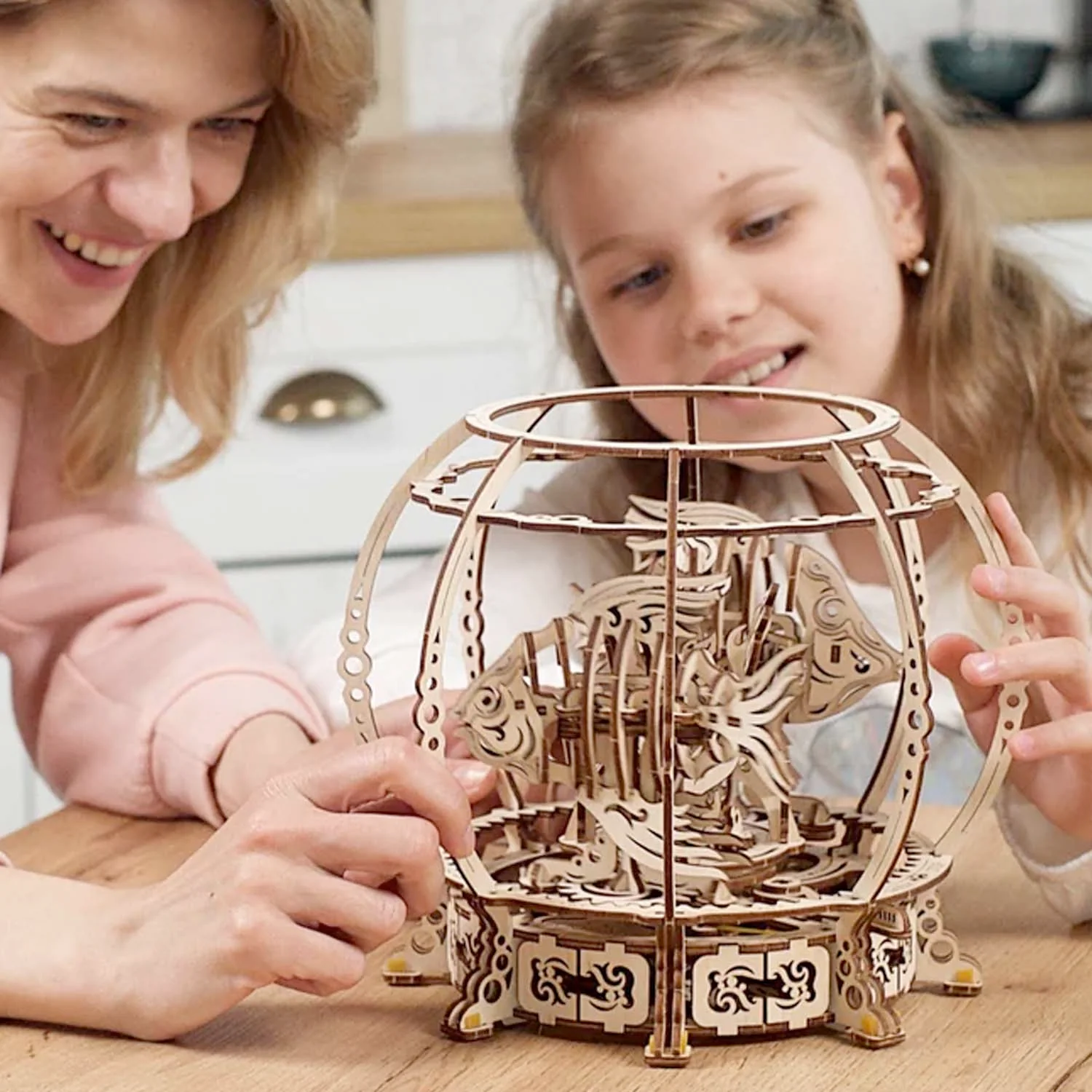 Wooden Mechanical Aquirium Puzzle - 7.5" Tall - Image 3
