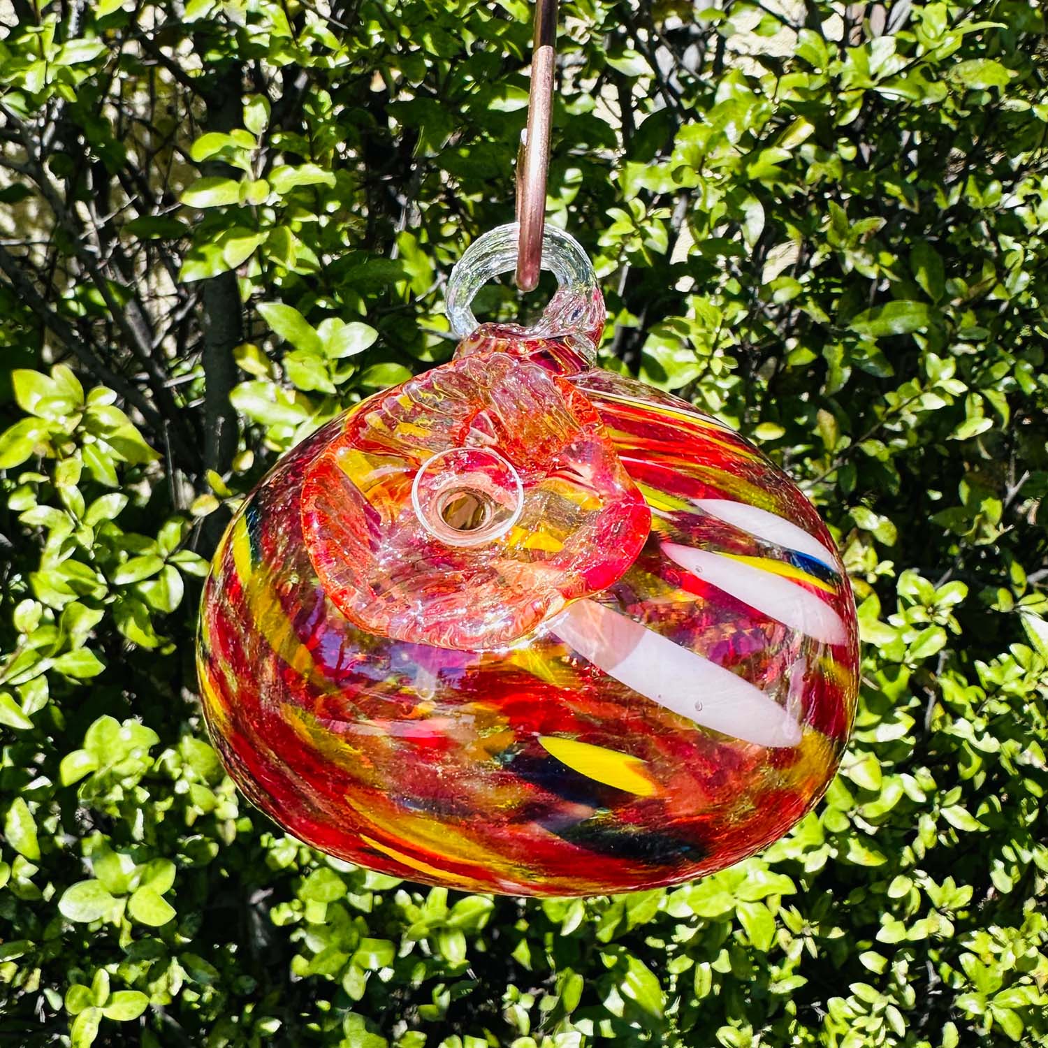 Red Glass Hummingbird Feeder - 4.5" Tall - Image 2