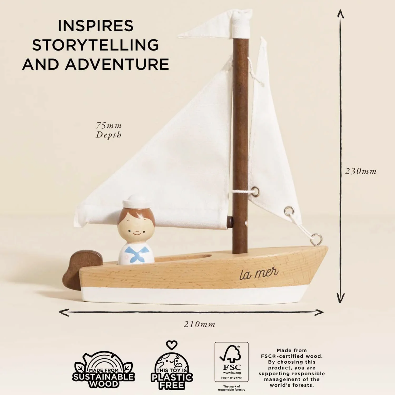 Wooden Sailing Boat & Captain - Image 3