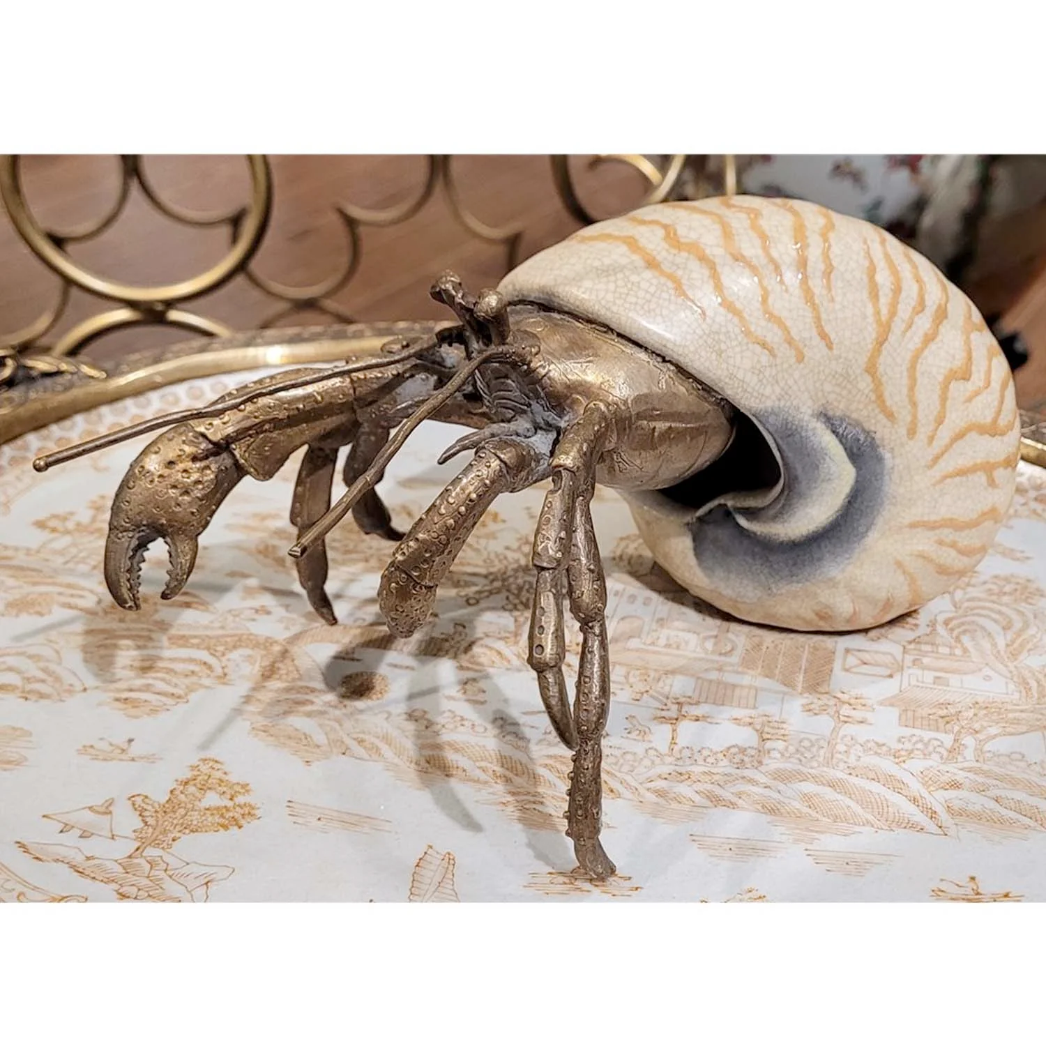 Porcelain Brown & White Hermit Crab Shell - Image 2