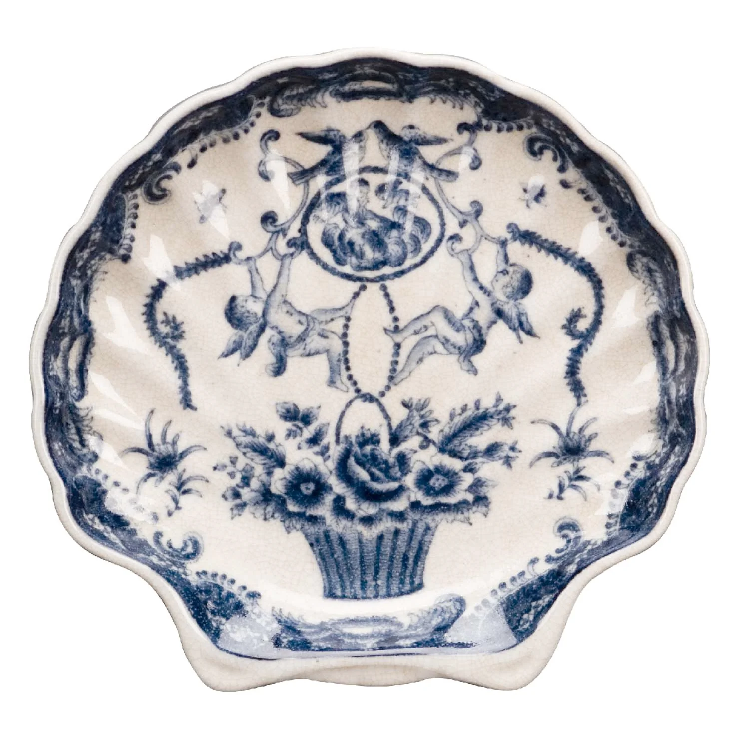 Porcelain Blue & White Shell Platter