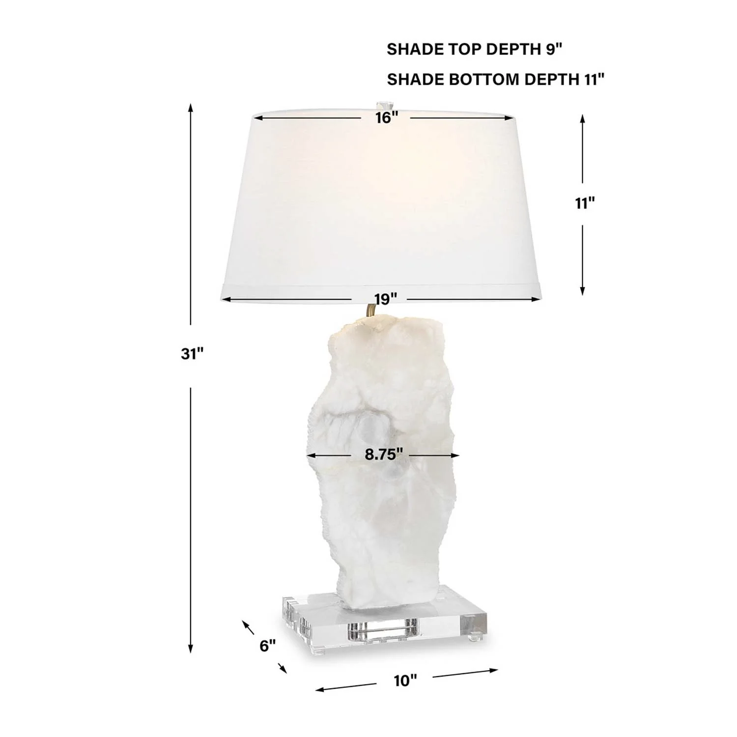 White Alabaster Table Lamp - Image 3