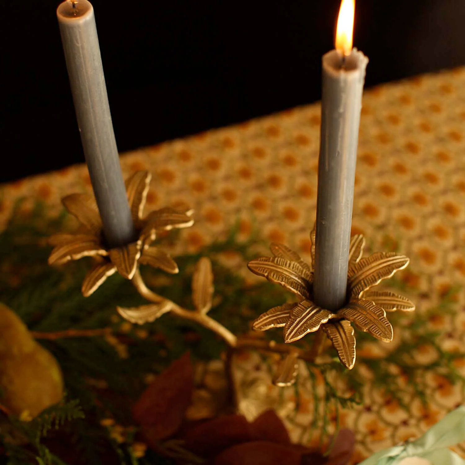 Brass Palm Candle Holder - 10.5" Tall - Image 2