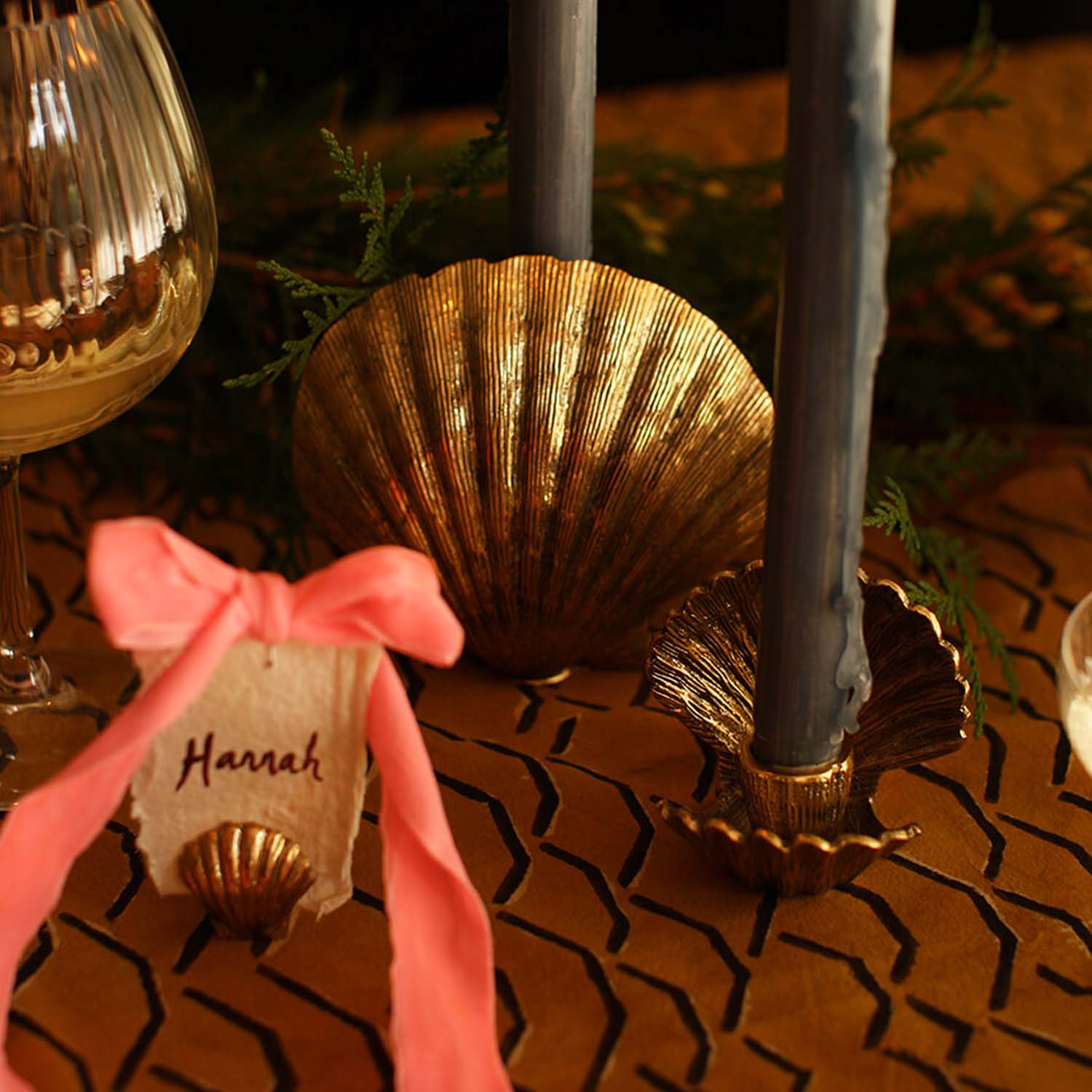Brass Scarlett Candle Holder - 5" Tall - Image 2