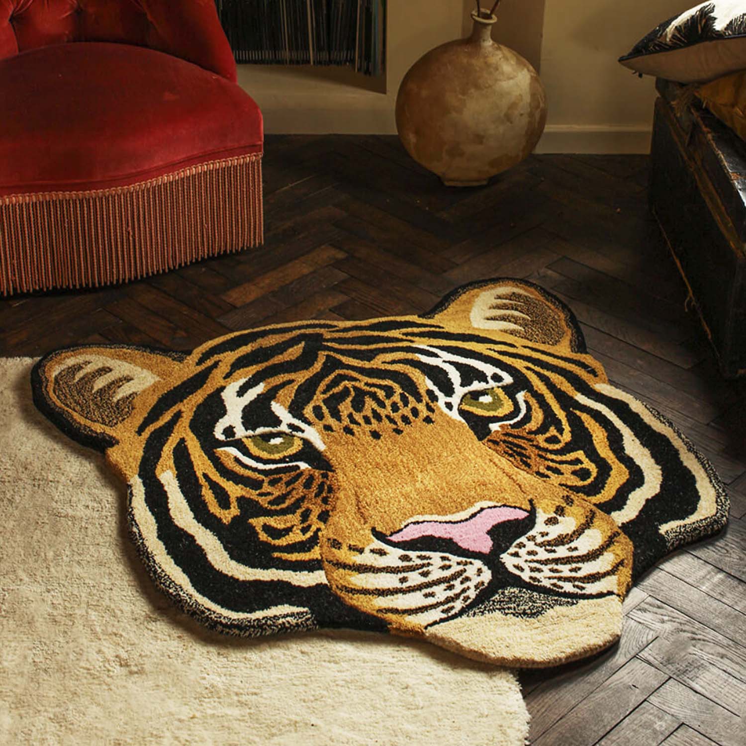 Rajah Tiger Head Rug - 40" - Image 2