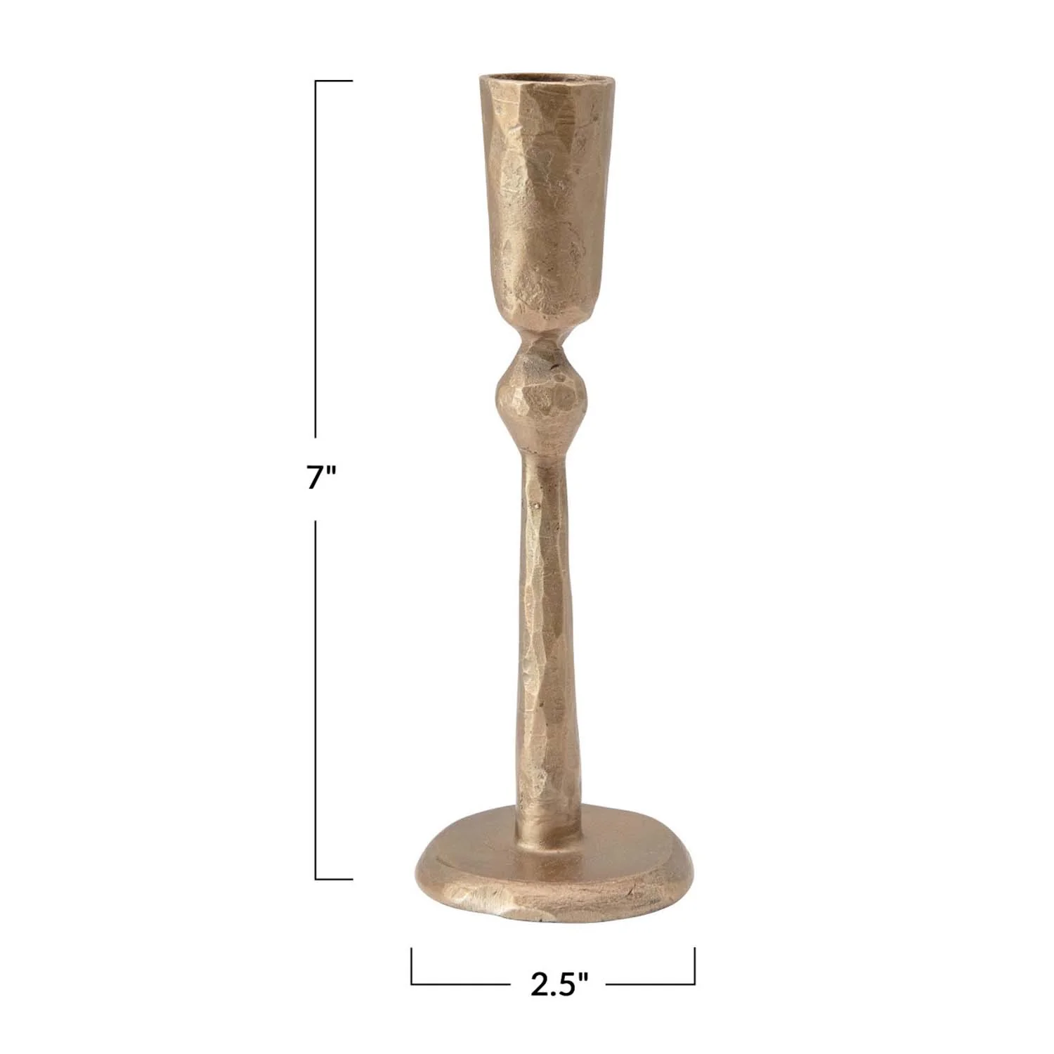 Gold Metal Taper Candle Holder - 7" - Image 3