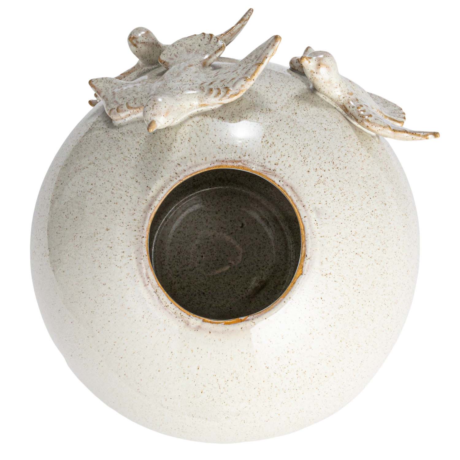 Ivory Bird Stoneware Vase - 10" Tall - Image 2