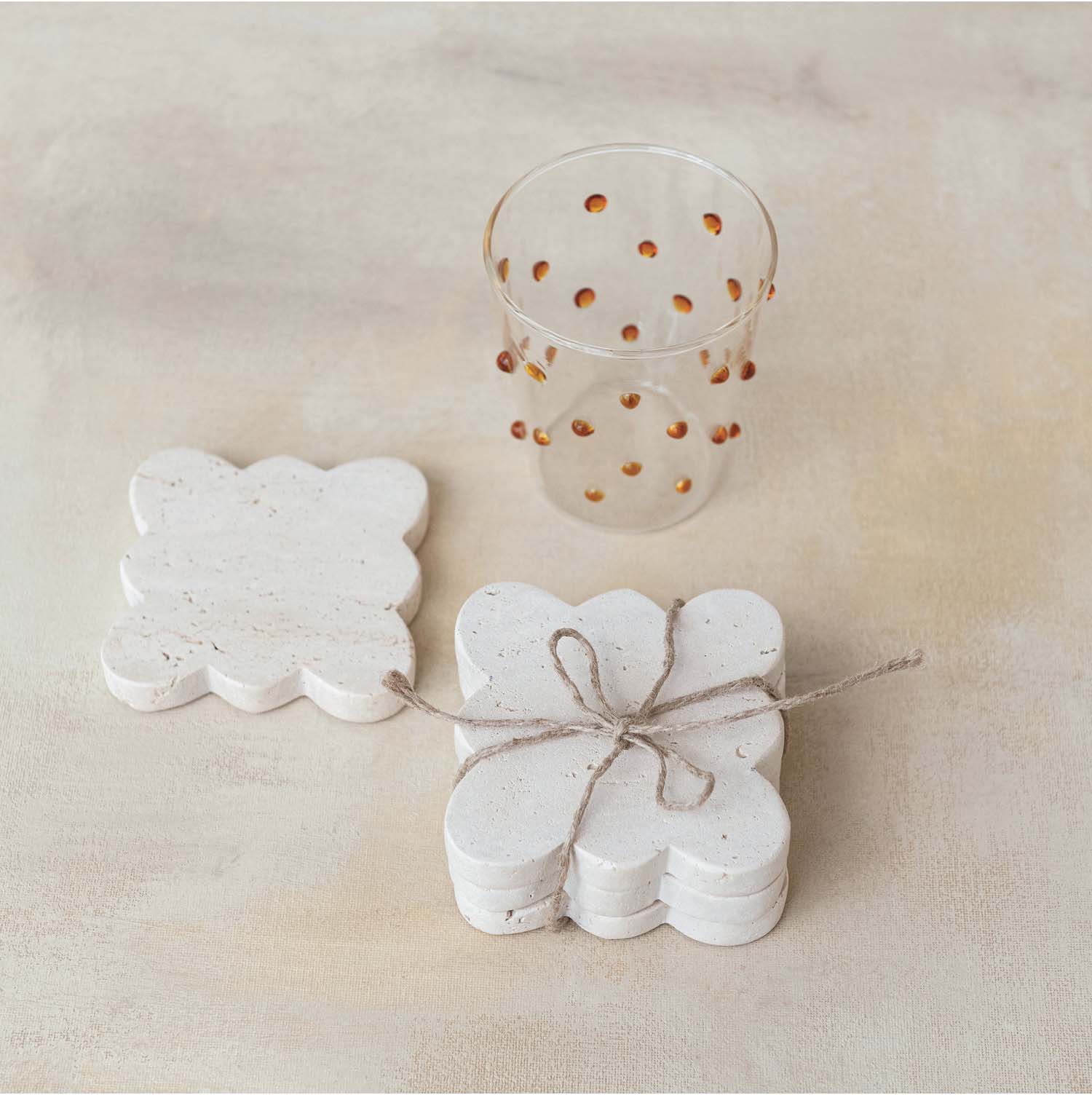 Ivory Travertine Coaster - 4" - Set of 4 - Image 2