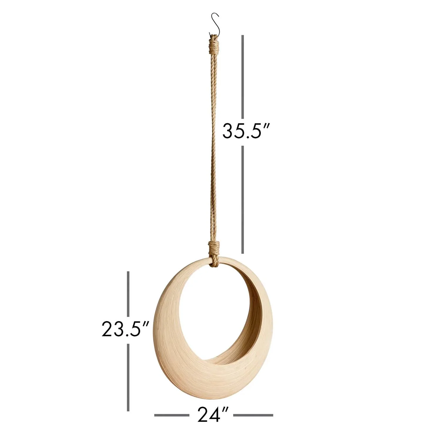 Jayla Bamboo Hanging Basket - Large - Image 2