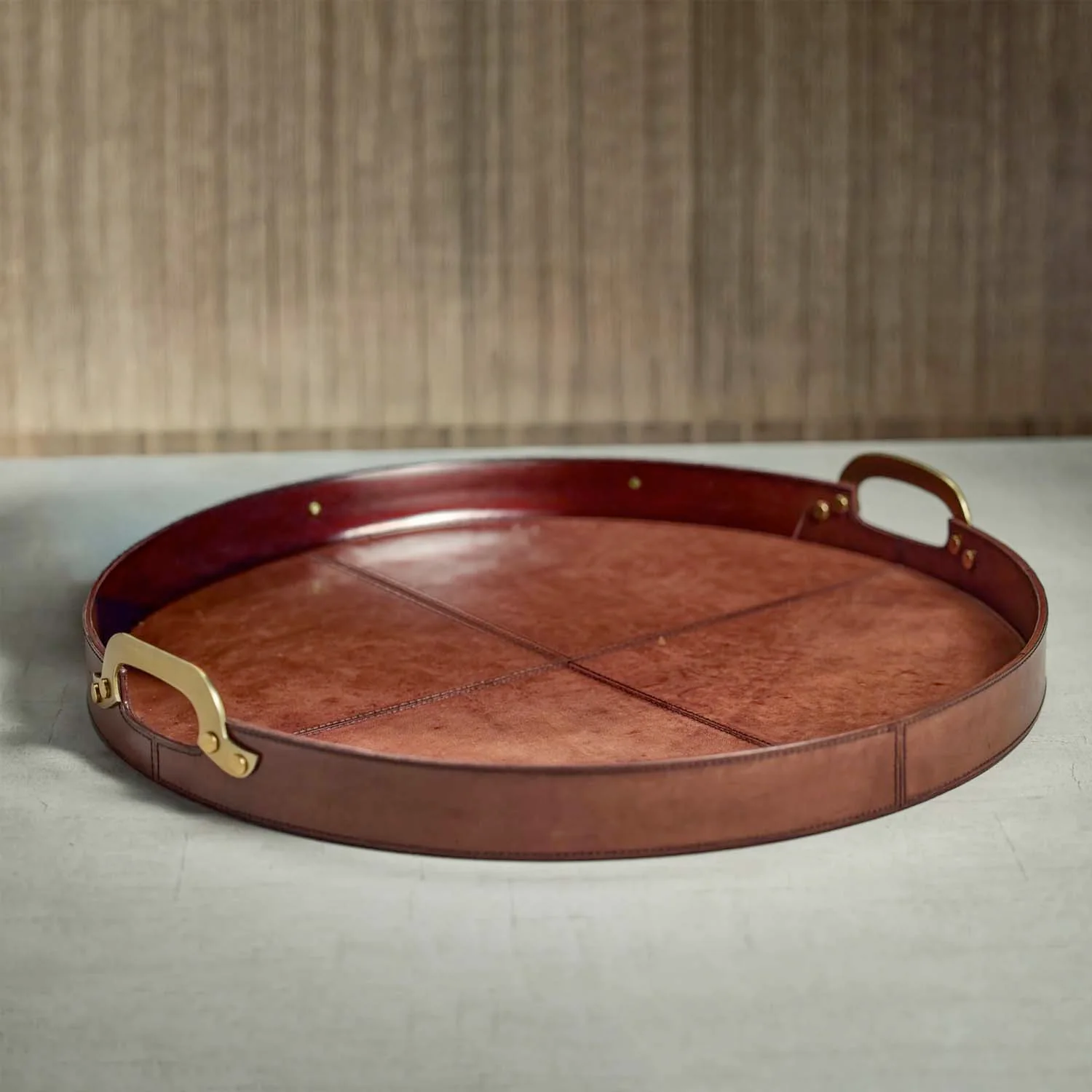 Round Aspen Leather Tray - 20" - Image 2