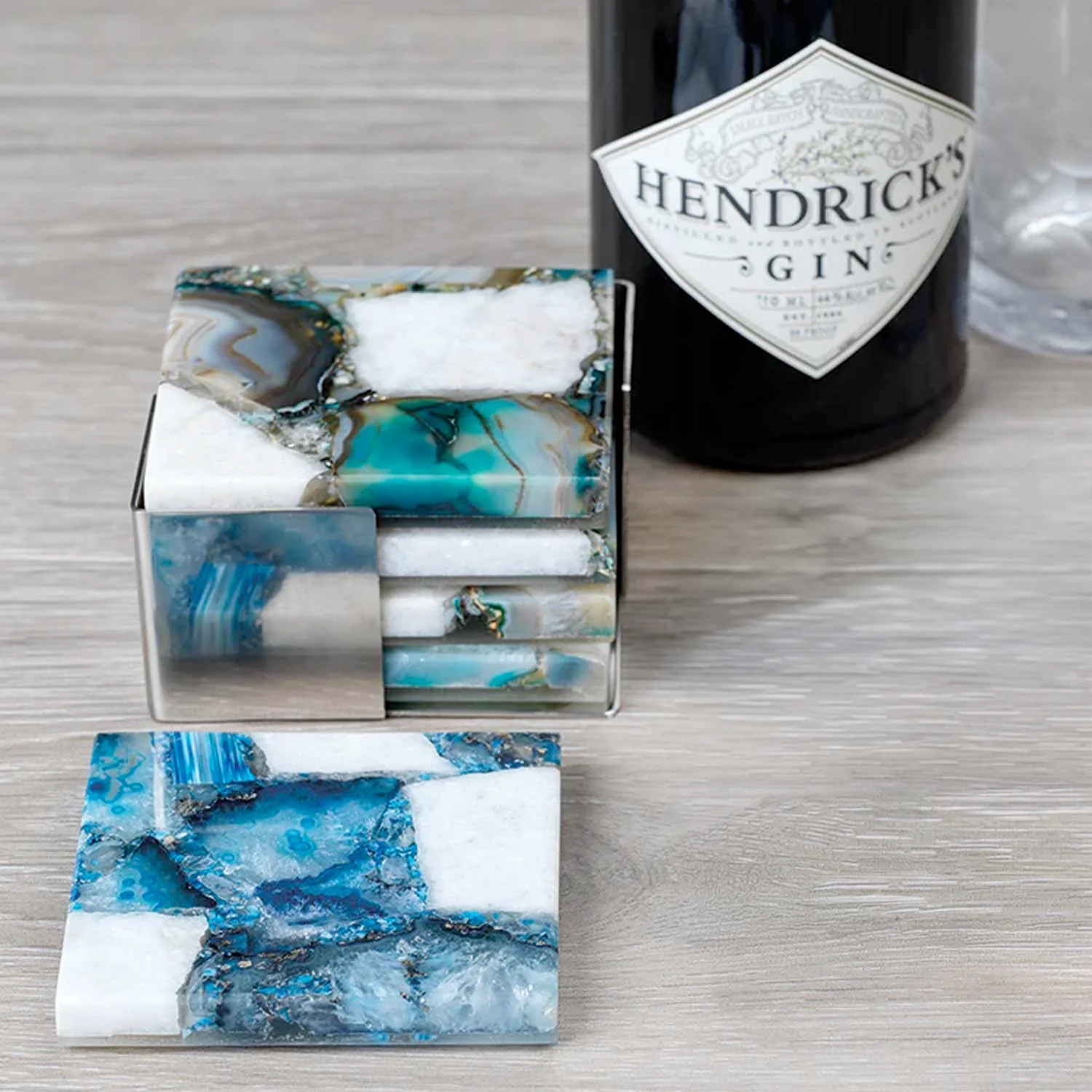 Crete Agate Coasters on Alloy Tray - Set of 4 - Image 2