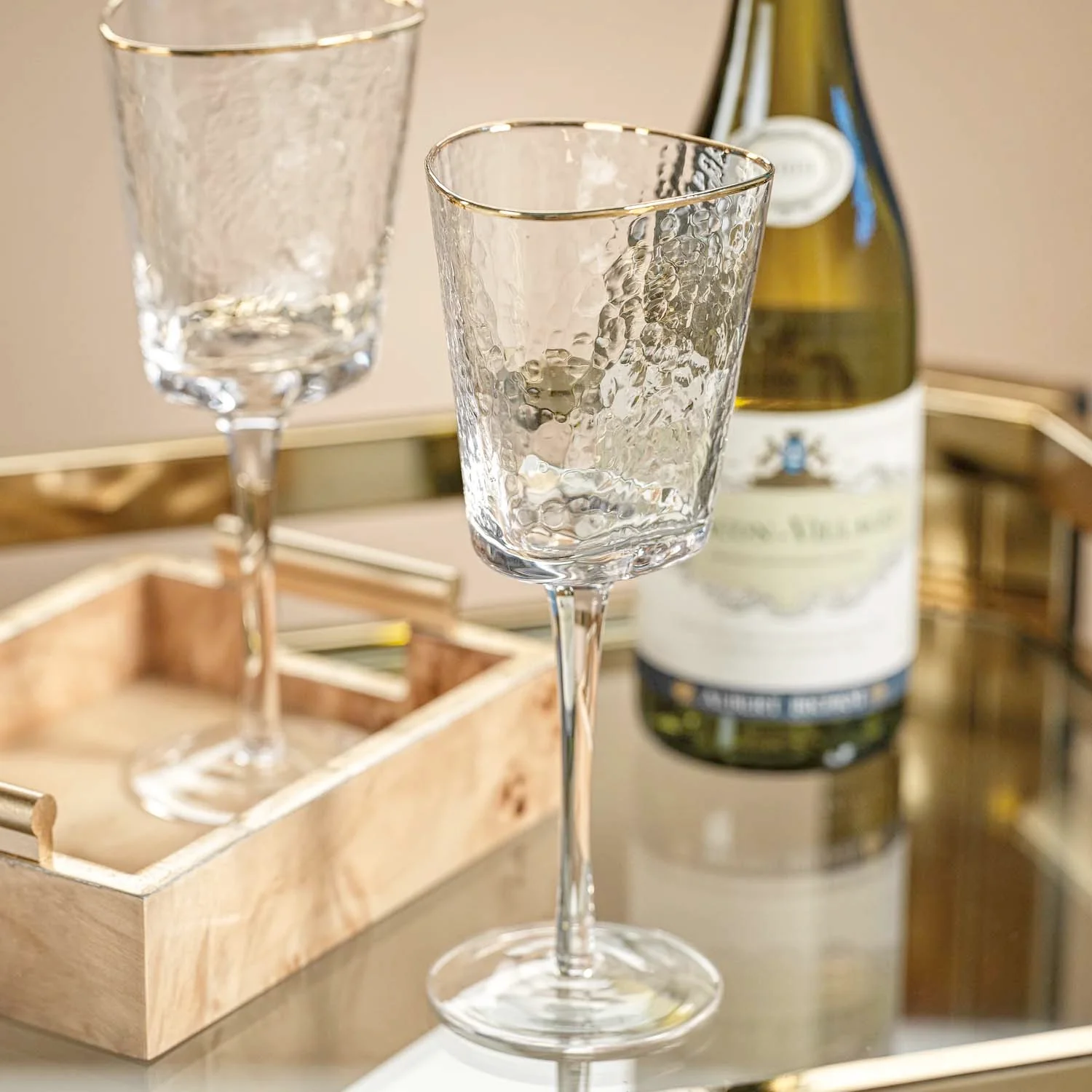 Gold Rim Triangle Wine Glass - Image 2