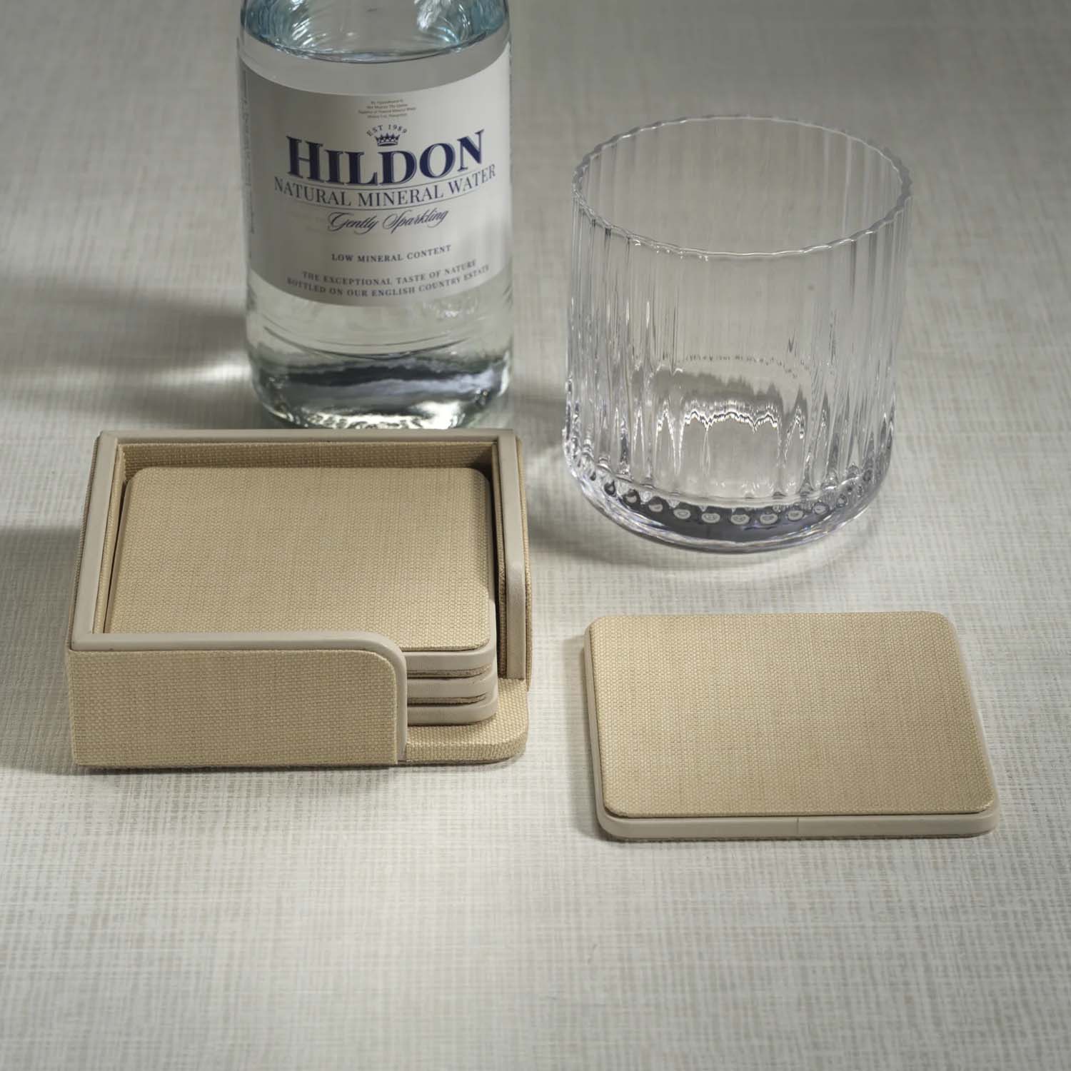 Leather Raffia Coasters - Set of 4 - Image 2