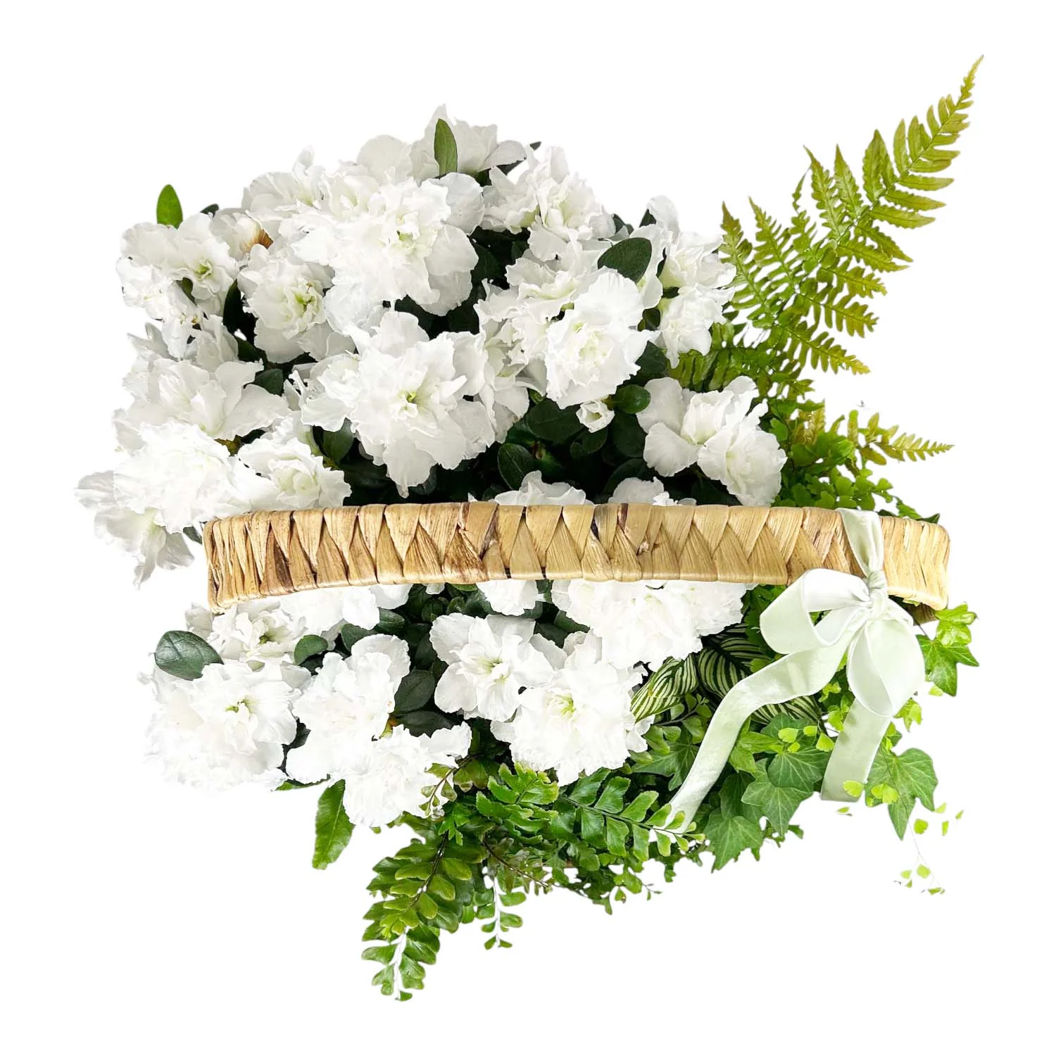 White Azalea Handle Basket - Image 3