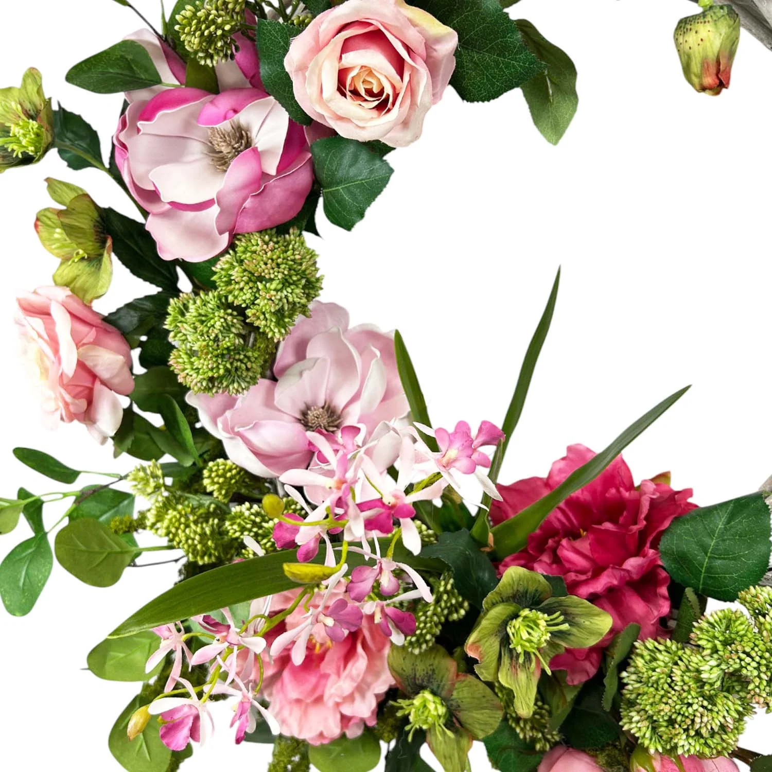 Faux Blush Peony Wicker Wreath - 20" - Image 3