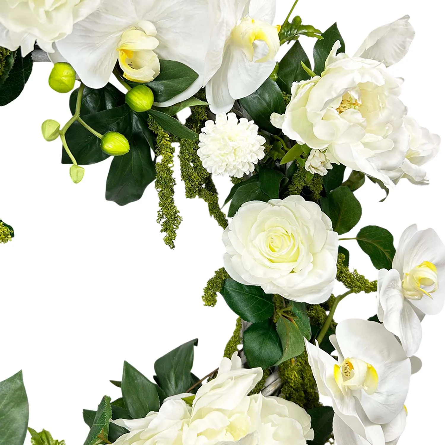 Faux White Orchid Wicker Wreath - 20" - Image 3